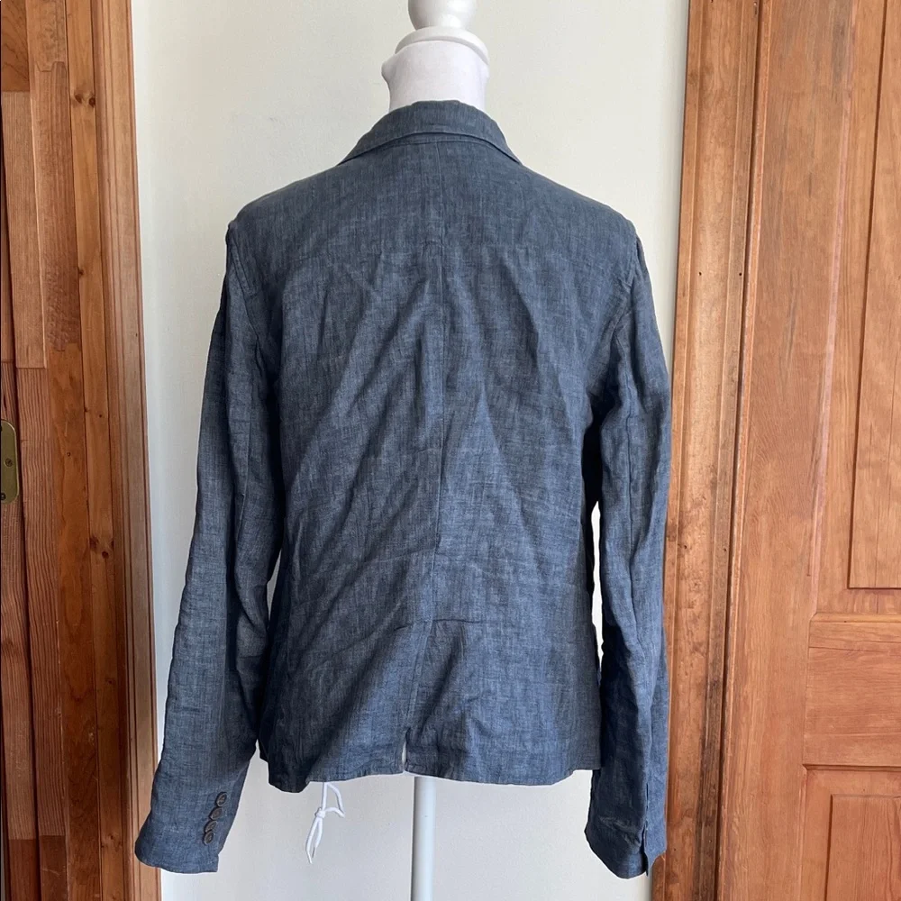 TALBOTS Women's Blue Chambray Linen Unlined Blazer 10 - Picture 9 of 16